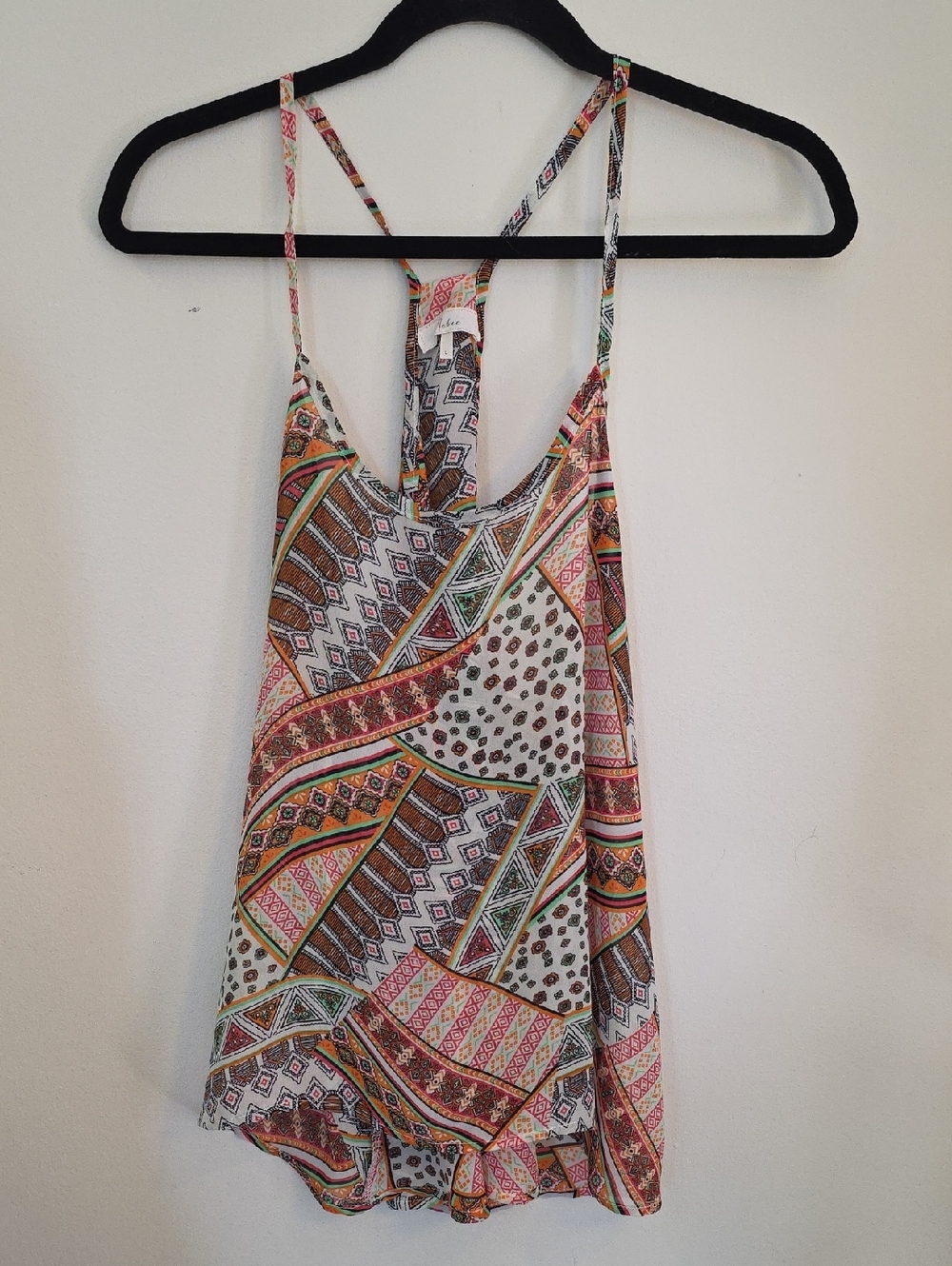 Boho Patchwork Print Spaghetti Strap Tank Top - Multicolor